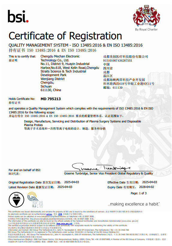 China Chengdu Mechan Electronic Technology Co., Ltd Zertifizierungen